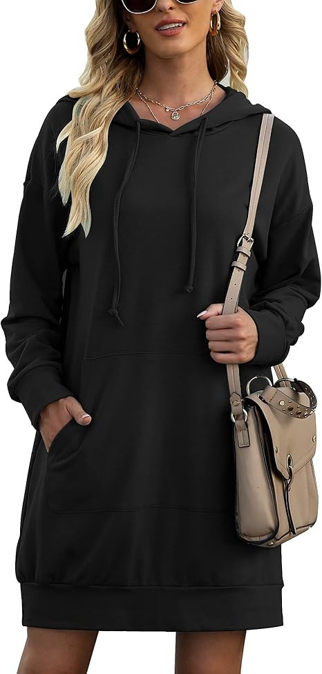Quenteen Women Halloween Christmas Hoodies Dress Casual Long Sleeve Oversized Sweatshirts Dress w... | Amazon (US)