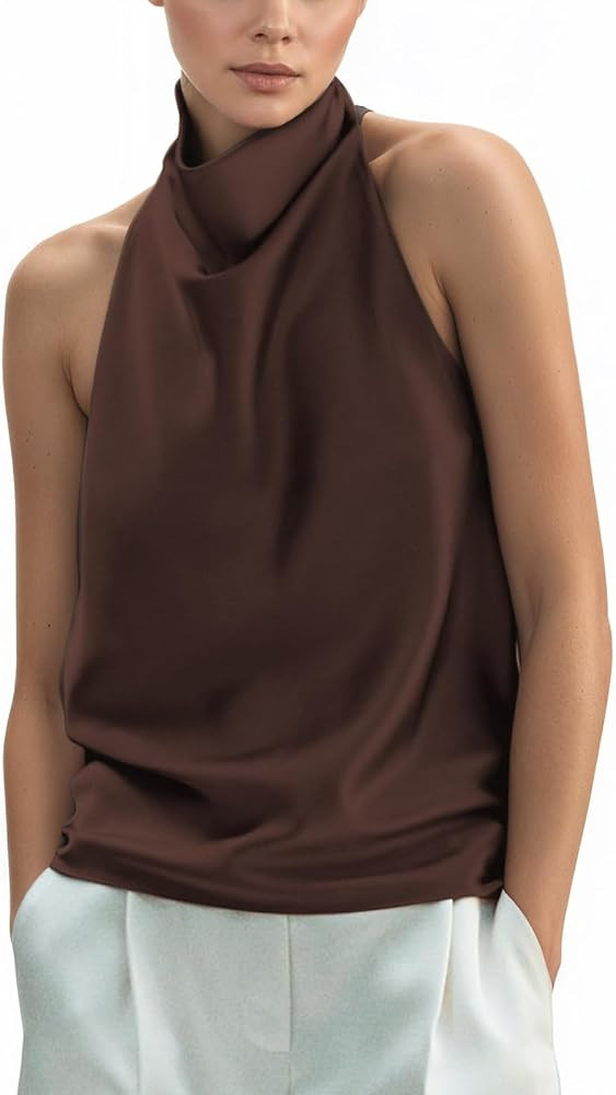 Women's Silk Tanks Fashion Backless Halter Tops Sleeveless Camis | Amazon (US)