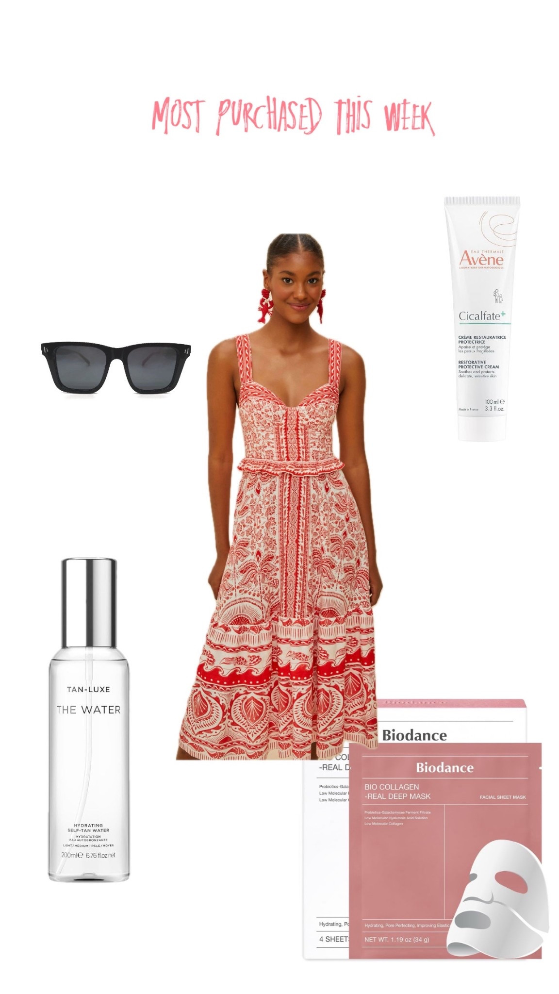 Most purchased this week 💥
Farm Rio summer dress 
My favorite women owned sunglass brand! Code JESS15 
My ride or die skin care favorites 
- collagen mask
- budget French moisturizer 
- the best face tan spray 



#LTKFindsUnder100 #LTKBeauty #LTKParties
