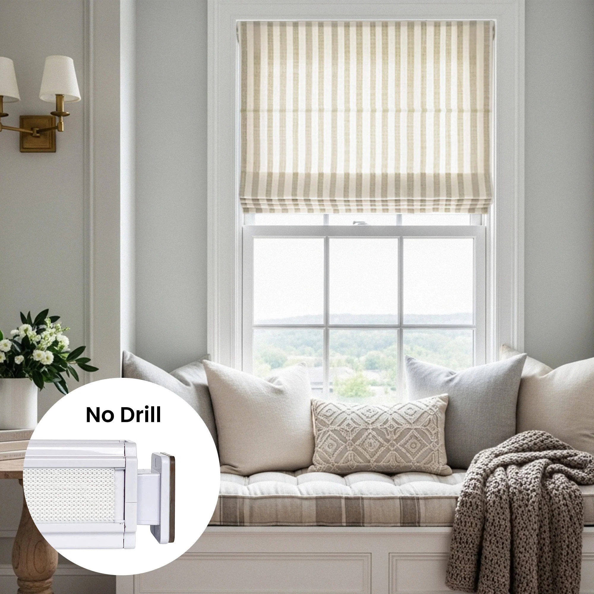 Alfred Stripe No Drill Roman Shades | Curtarra
