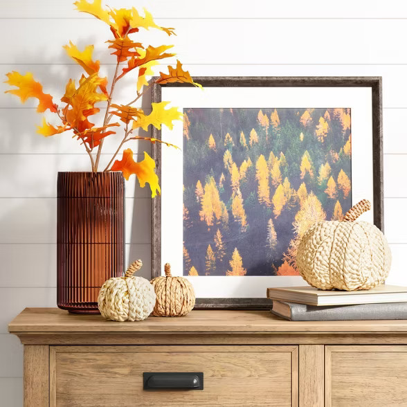 5" x 4.7" Woven Corn Husk Pumpkin Figurine Cream - Threshold™ | Target