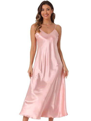 Allegra K Satin Sleeveless Long Dresses for Women's V Neck Spaghetti Strap Evening Party Silky Ma... | Amazon (US)