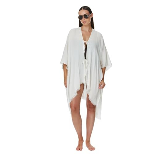 Gottex Beach Life Solena Open Tie Top Cover-Up - Front Closure, Wide Short Sleeves, High Low Silhouette, One Size Fits Most White | Amazon (US)