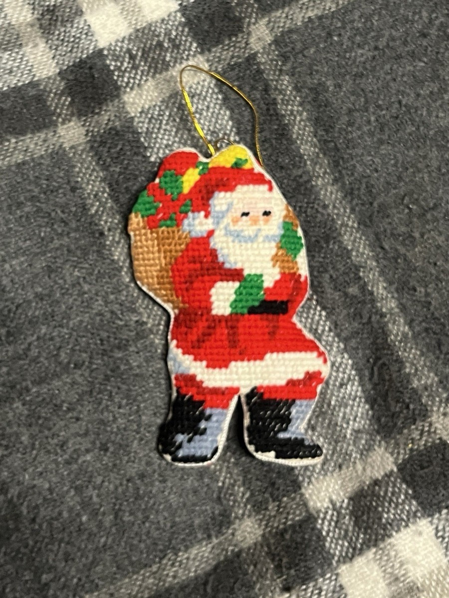 Wonderful Vintage Needlepoint Santa Claus Christmas Tree Ornament | eBay | eBay US