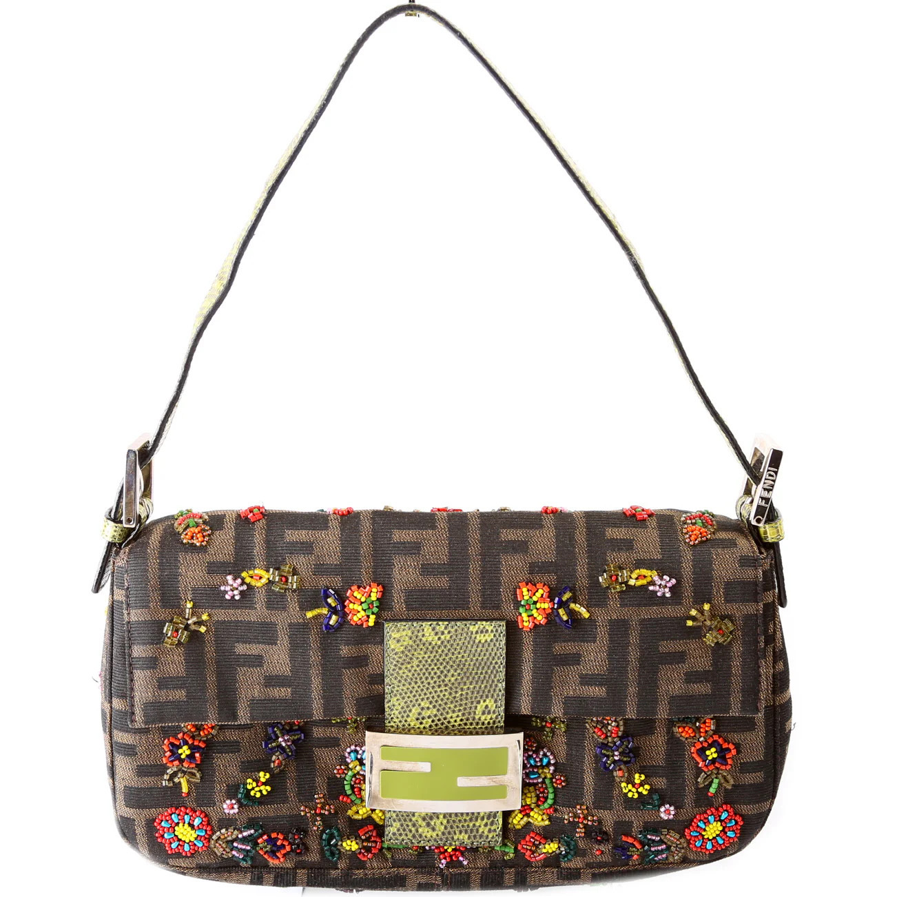 Baguette Beaded Flower Lizard 26424 | Keeks Designer Handbags