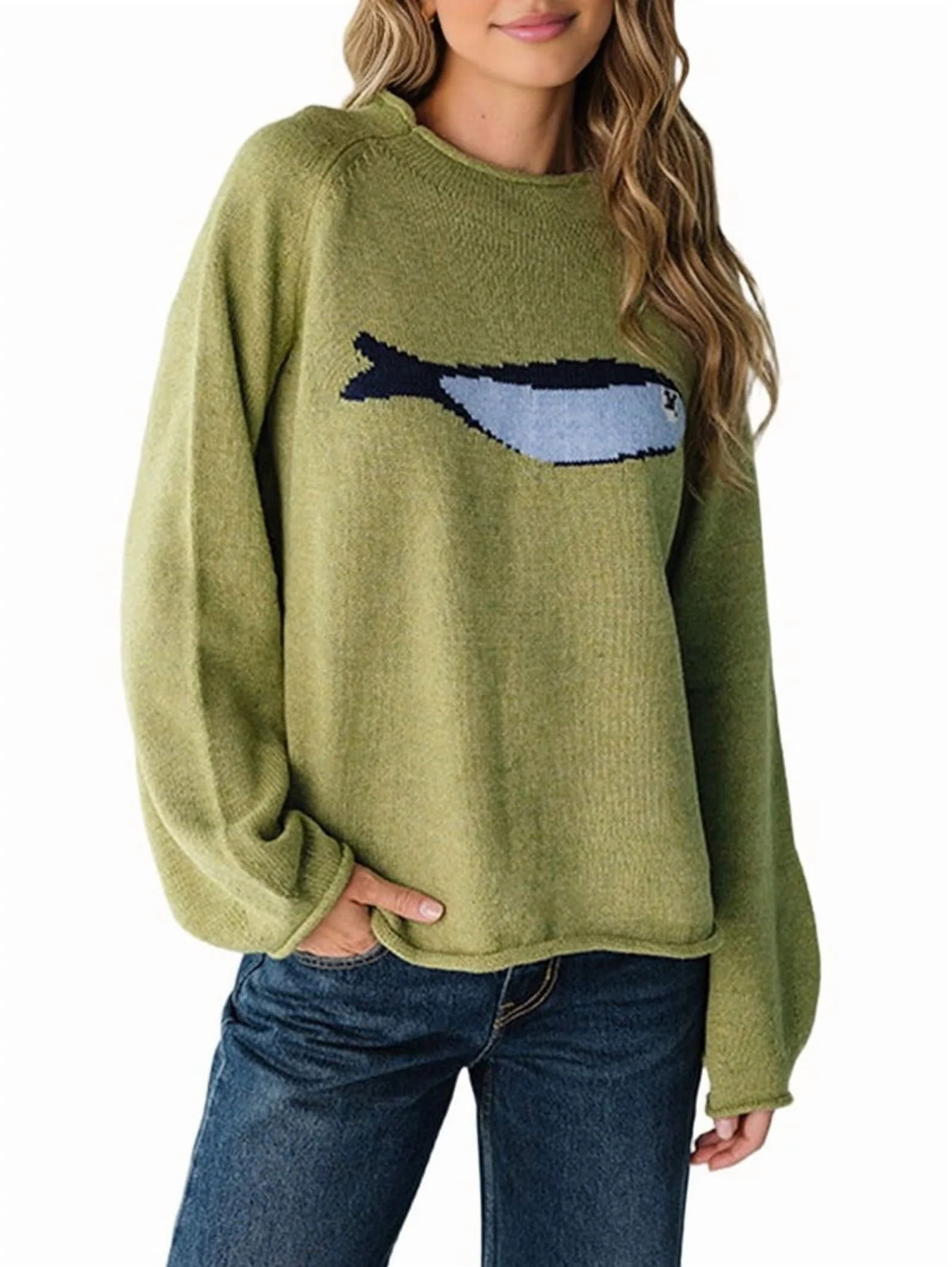 Women Cute Graphic Oversized Knitwear Long Sleeve Pullover Top Loose Fit Fall Streetwear Y2k Tops... | Walmart (US)