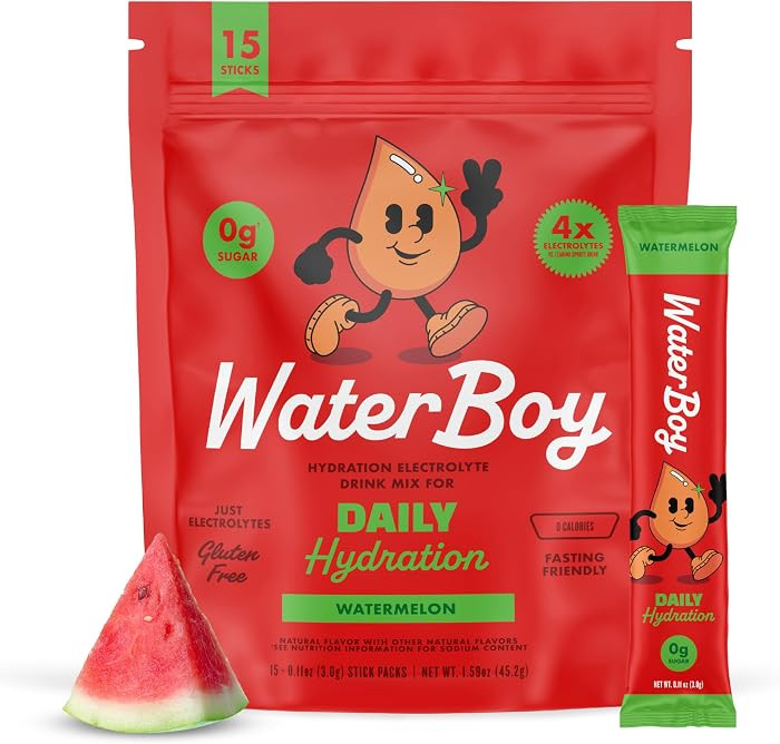 WaterBoy - Daily Hydration, Watermelon, Sugar Free Electrolytes Powder Drink Mix - 15ct Hydration... | Amazon (US)