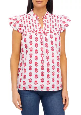 Philosophy Women's Flutter Sleeve Floral Top | Belk