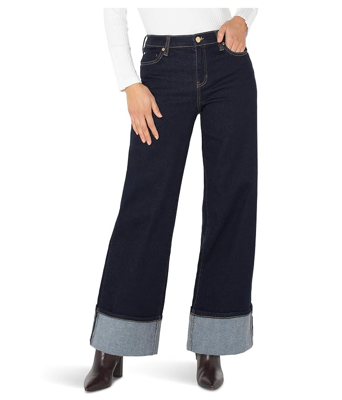 Liverpool Los Angeles Morgan Mid-rise Cuffed Wide Leg Jeans Women's Jeans Indigo Rinse : 12 30, Cotton/Denim/Elastane | Zappos.com