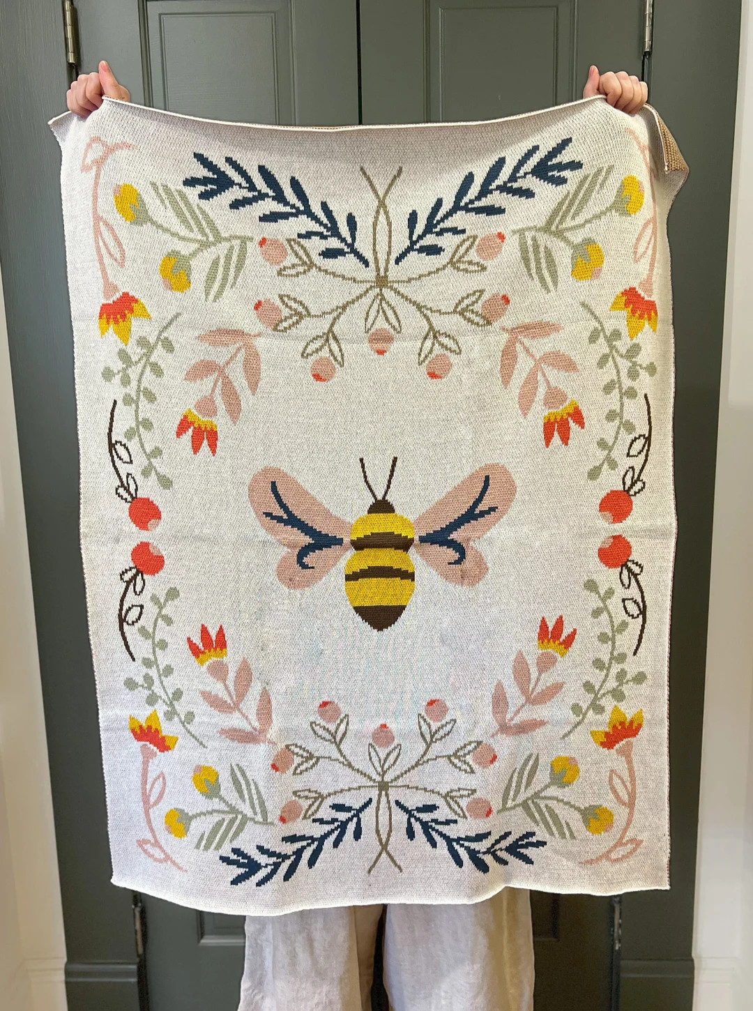 Bee Knit Heirloom Baby Blanket, Floral, Cotton, Bloom, Neutral, Quality, Kids, Girl, Nursery, Far... | Etsy (US)