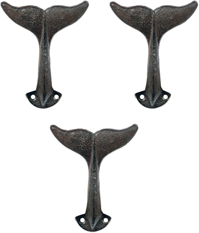 Cast Iron Whale Tail Wall Hook, Set of 3 | Amazon (US)