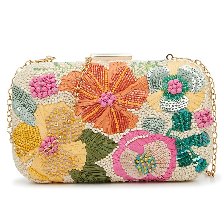 Kelly & Katie Beaded Floral Clutch | Women's | Beige/Orange/Multicolor | Size Not Applicable | Handbags | Clutch | DSW