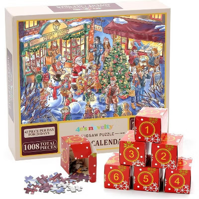 4E's Novelty Christmas Advent Calendar Jigsaw Puzzle – 1008 Pcs, 24-Day Countdown, Best Christmas Santa Advent Calendar 2025 Gift for Kids & Adults | Target