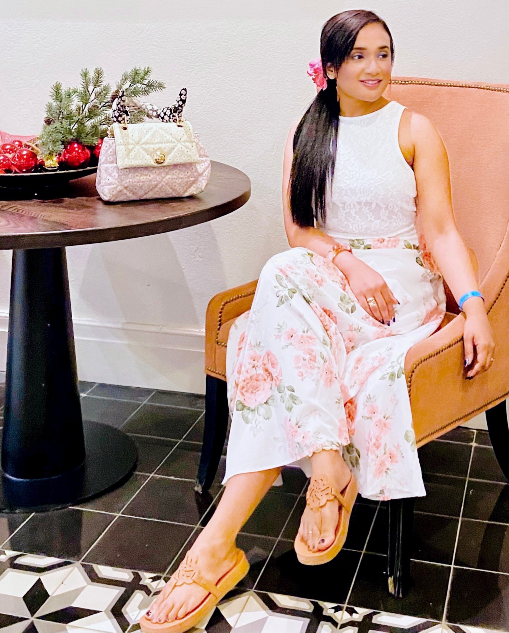 A cosy pretty vacation outfit 
Floral skirt, Crochet top, beach sandals, floral bag

#LTKU #LTKstyletip #LTKtravel