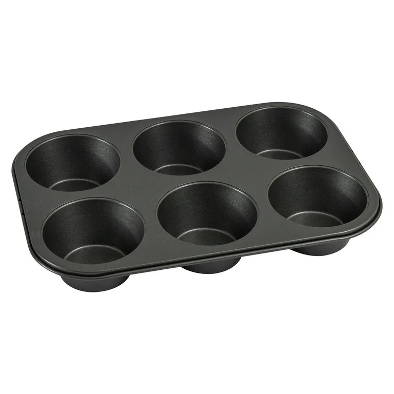 Mainstays 6 Cup Jumbo Muffin Pan, Non-Stick Bakeware,3.4 inch Diameter Cups,Gray,Carbon Steel | Walmart (US)
