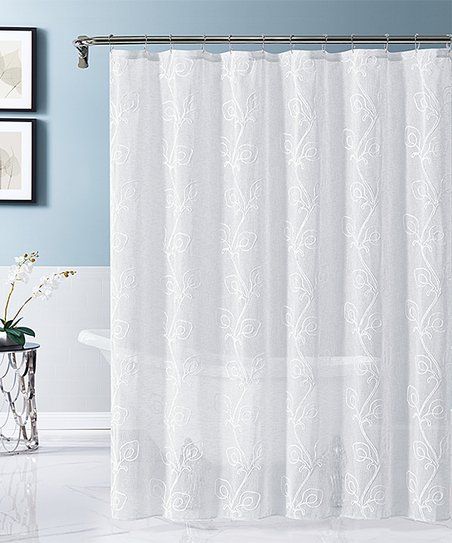 White Vine Embroidered Chenille Shower Curtain | Zulily
