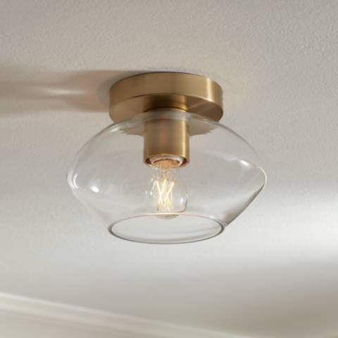 Possini Euro Gustin 8 3/4" W Antique Brass Clear Glass Ceiling Light | Lamps Plus