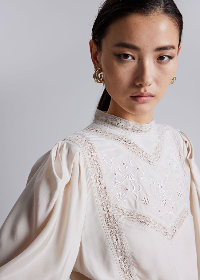 Embroidered Puff-Sleeve Blouse | & Other Stories US