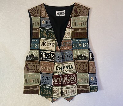 Vintage Hamilton Western License Plate Woven Vest Women's Size M/L Made In USA | eBay US