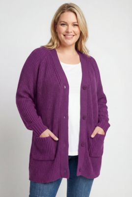Woman Within Plus Size Within Button-Front Shaker Cardigan - Heather grey | Macy's