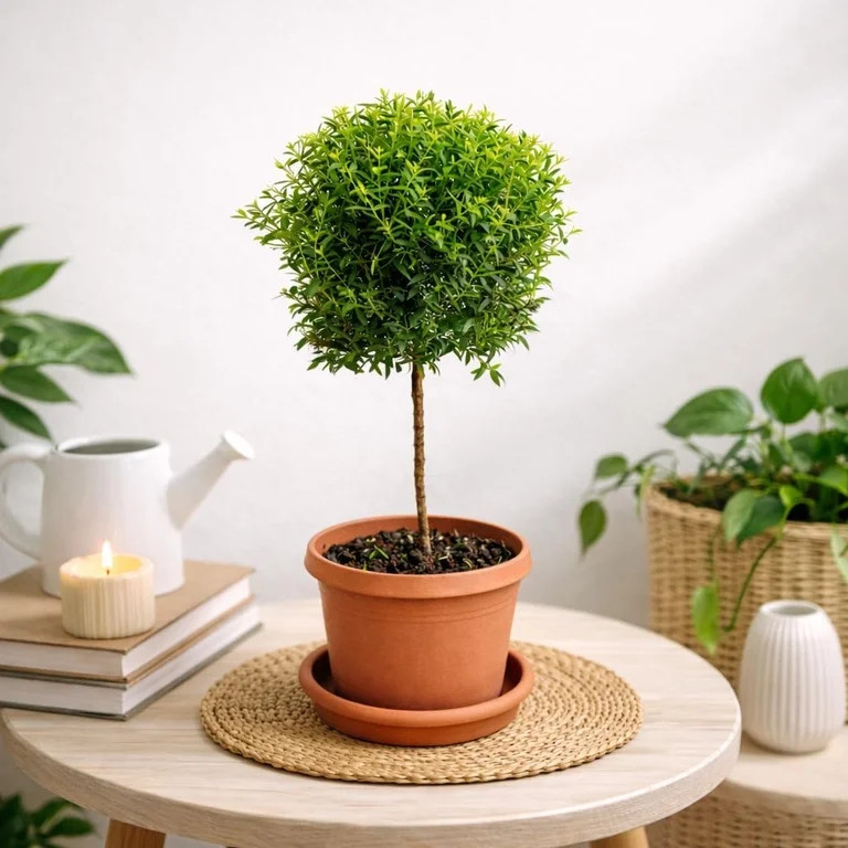 Myrtle Topiary Live Plant in 6" Pot - Elegant Evergreen Topiary for Patio, Entryway, or Indoor Tr... | Walmart (US)
