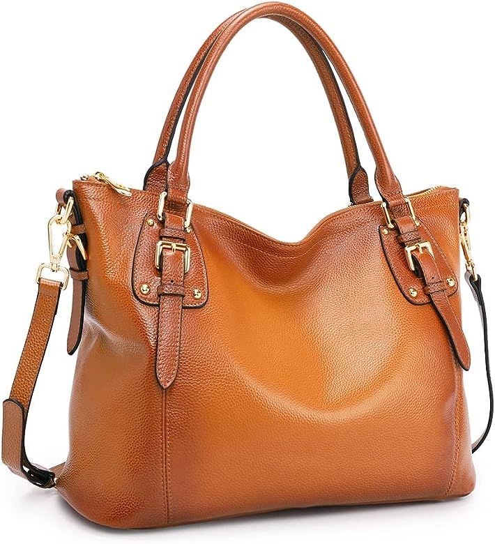 Kattee Women's Genuine Leather Handbags Shoulder Tote Organizer Top Handles Crossbody Bag Satchel... | Amazon (US)