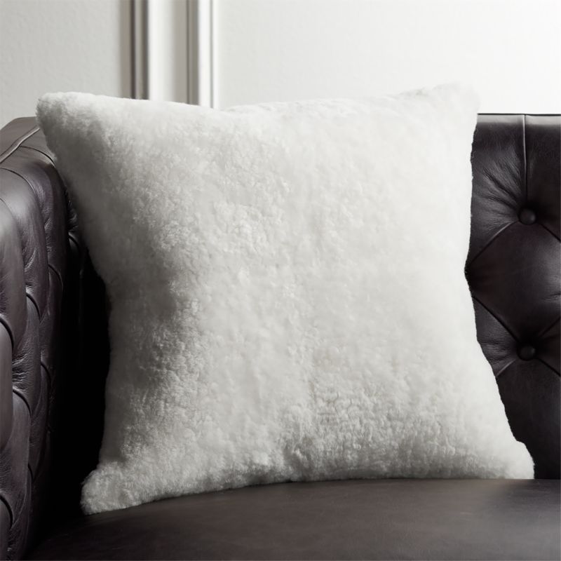 18" Shorn Sheepskin White Pillow with Feather-Down Insert + Reviews | CB2 | CB2