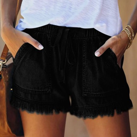 Womens Summer Plus Size Denim Shorts for Women Casual Elastic Waist Short Pants with Pockets | Walmart (US)