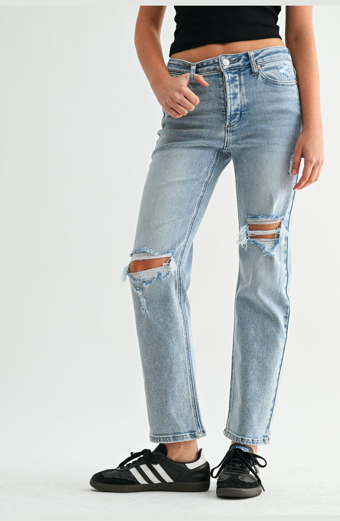 Mia High Rise Destructed Slim Straight Jeans | Nordstrom