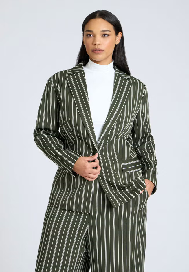 Fitted Striped Blazer | Eloquii