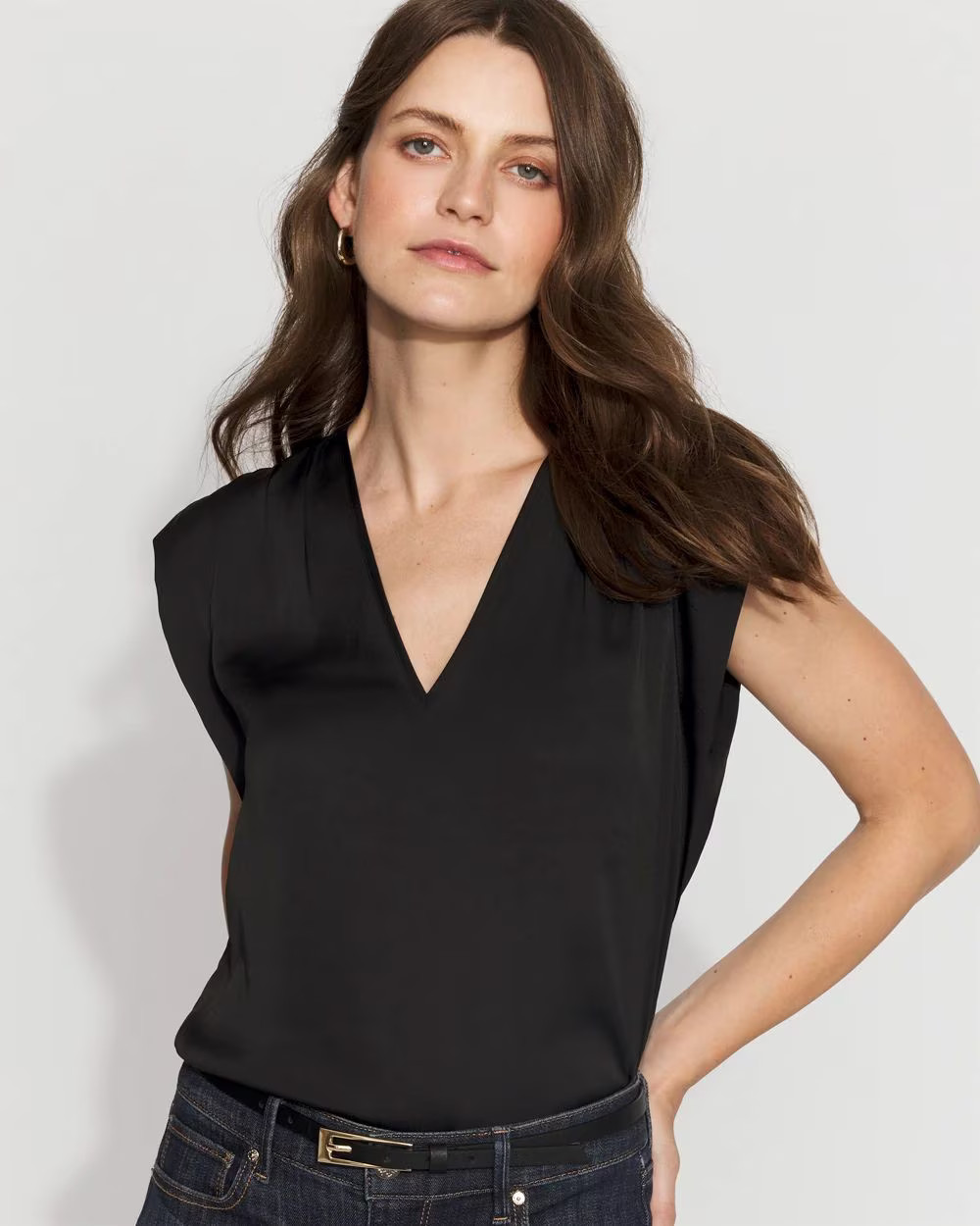 Satin V-Neck Shell | White House Black Market