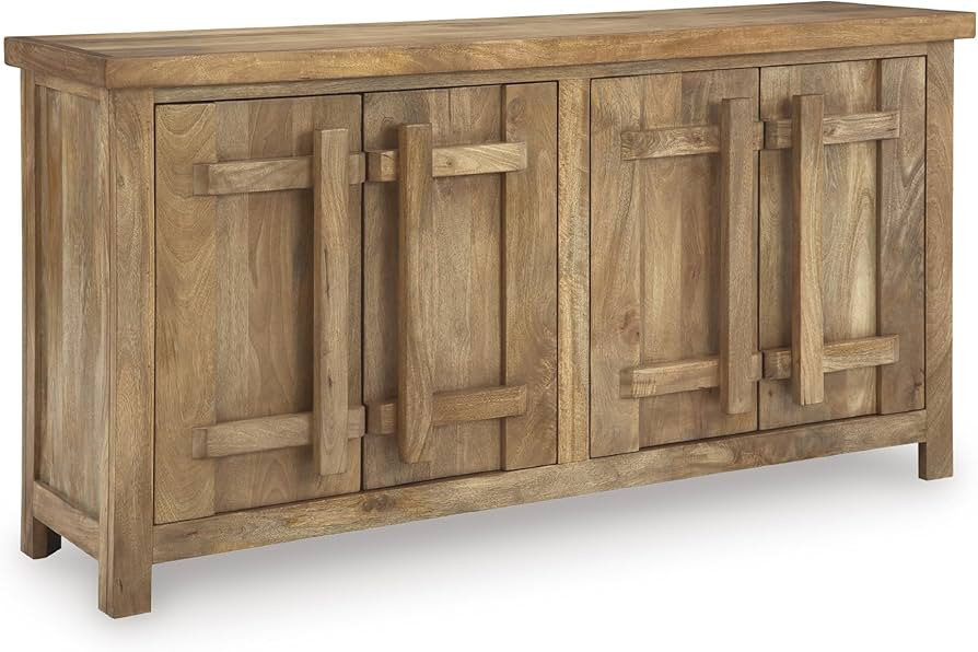 Signature Design by Ashley Dresor Farmhouse 4-Door Accent Cabinet with 2 Shelves and Cord Managem... | Amazon (US)