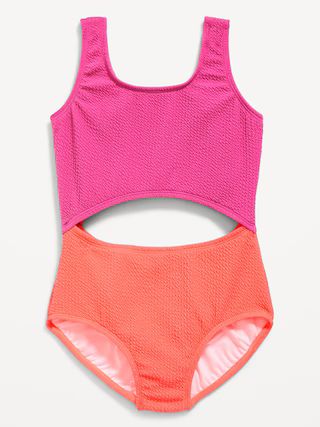 Color-Block Cutout One-Piece Swimsuit for Girls | Old Navy (US)
