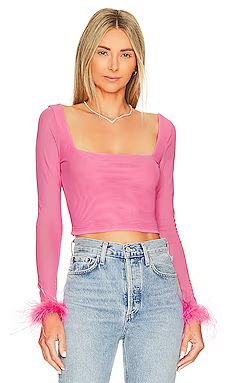 MORE TO COME Sasha Feather Top in Hot Pink from Revolve.com | Revolve Clothing (Global)