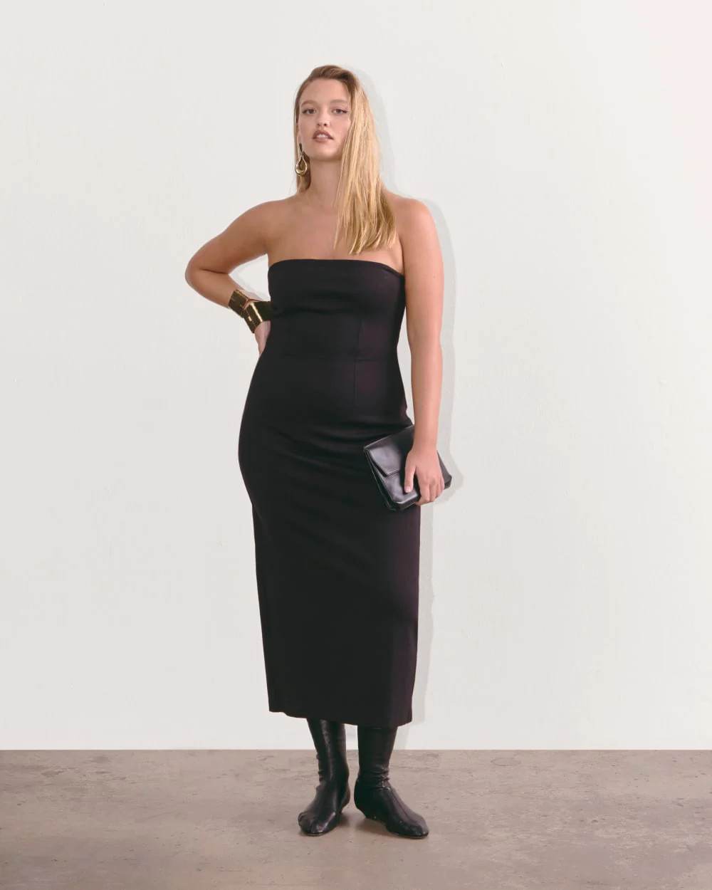 Everlane Dream Strapless Dress | Black | XL | Cotton | Everlane
