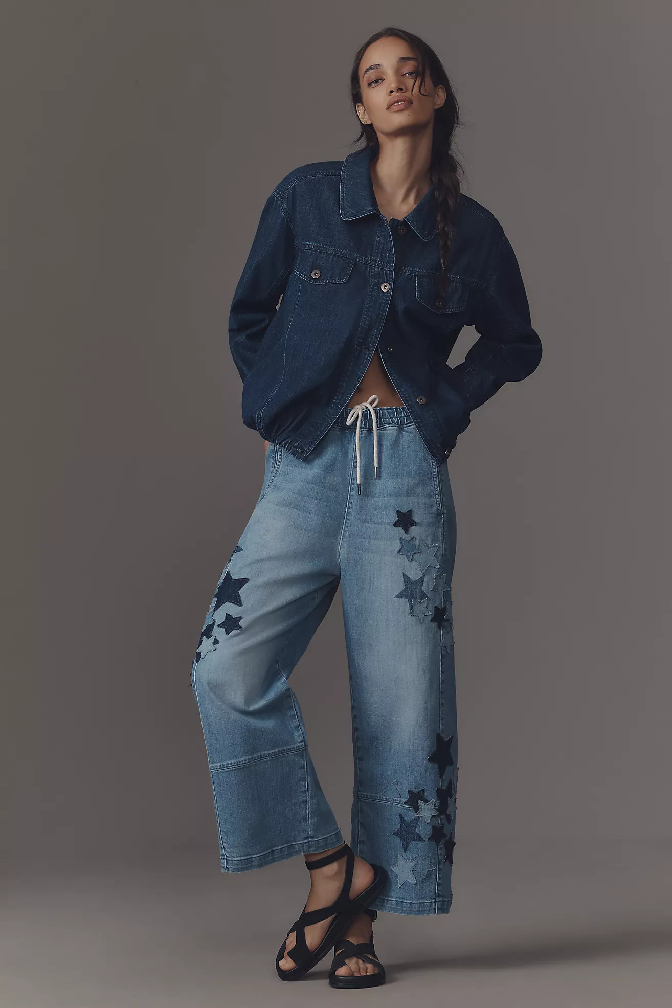 Pilcro Izzie Relaxed Star Pull-On Barrel Jeans | Anthropologie (US)