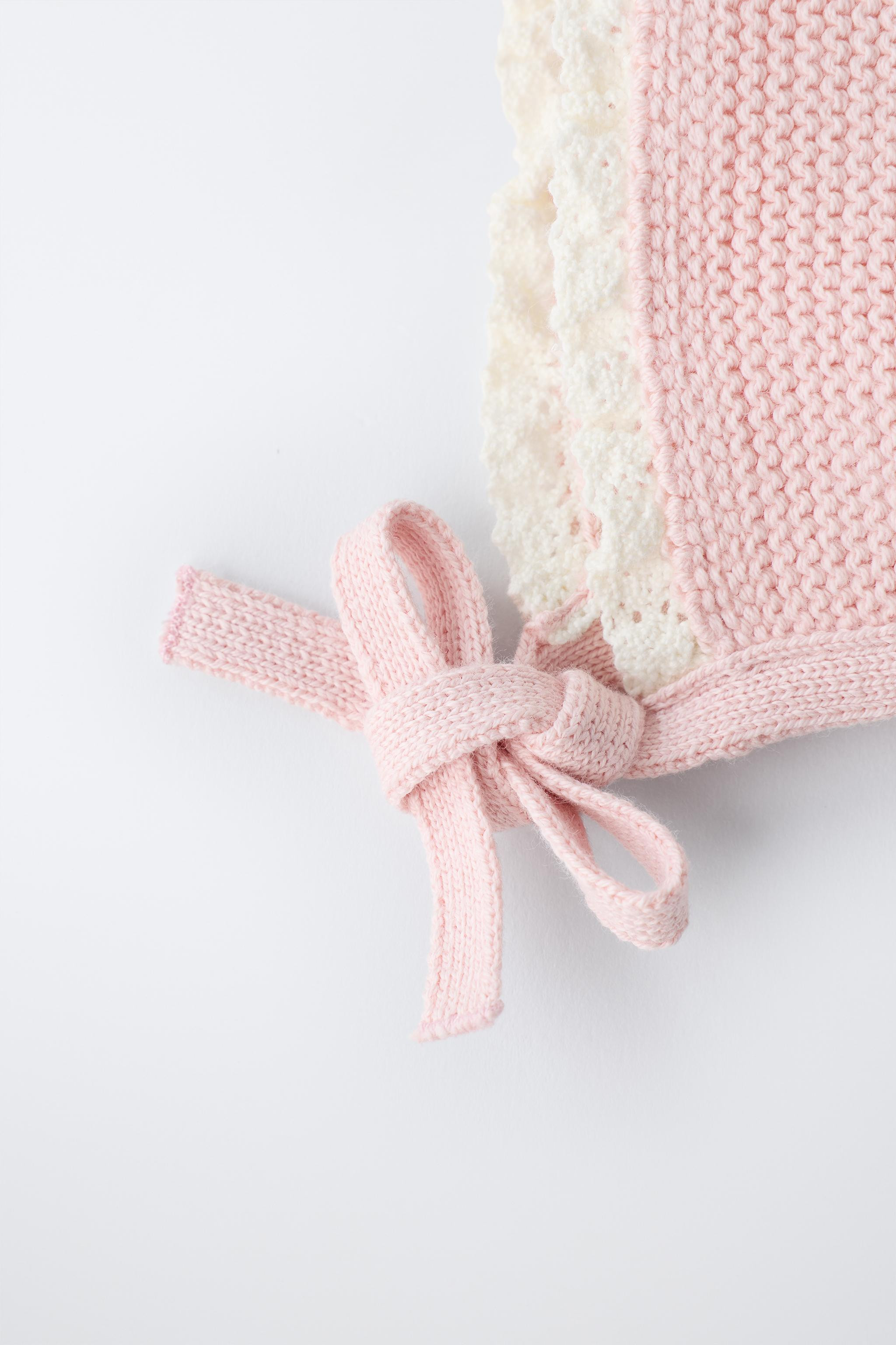 CONTRAST LACE KNIT BONNET | Zara Canada