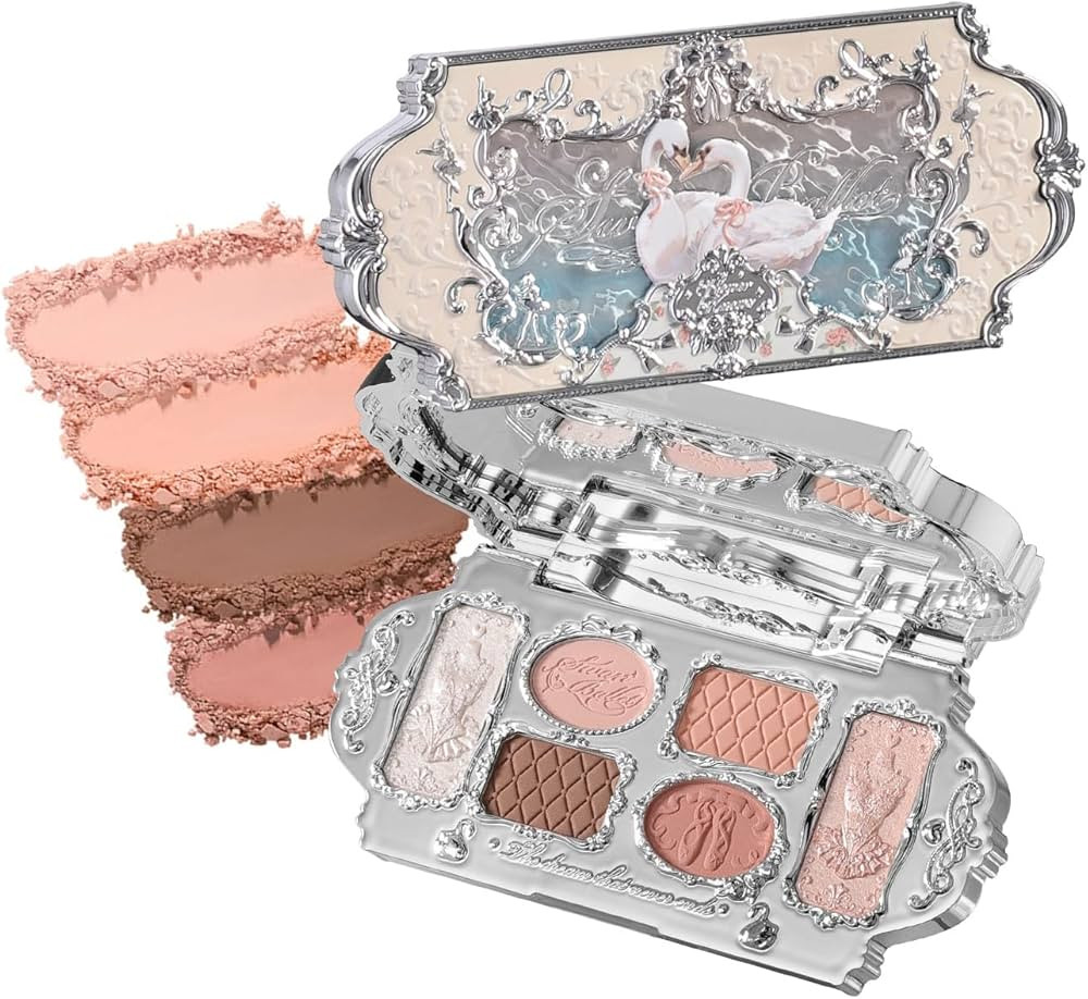 Flower Knows Swan Ballet Six-Color Makeup Palette,Neutral Pink Face Makeup Palette with 4 Matte +... | Amazon (US)