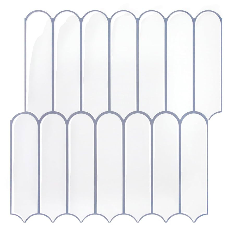 Commomy Thicker White Peel and Stick Tiles Backsplash - 10 pcs of 12" x 12" - 3D Adhesive Peel an... | Amazon (US)