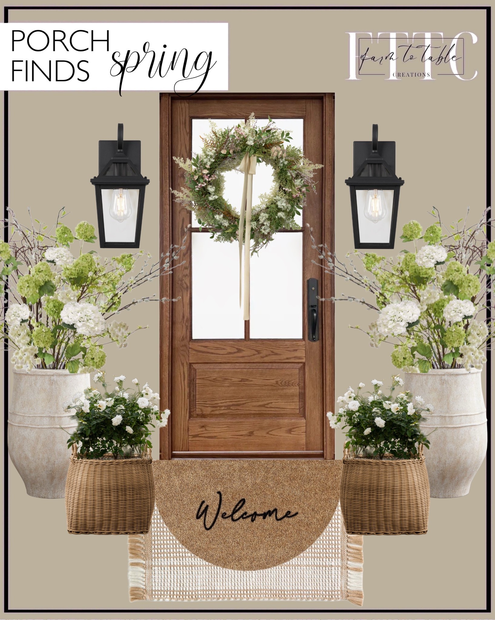 Spring Porch Finds.  Follow @farmtotablecreations on Instagram for more inspiration.

Mahogany Front Door. Outdoor Light Fixtures. Sienna Cement Outdoor Planters. Lightwash Handled Planter Basket. Heirloom Rose Plant. Faux Blooming Rose Trees. White Hydrangea Silk Flowers. Baby’s Breath. Faux Elevated Mixed Hydrangea Bundle. Half Moon Welcome Mat. Wide Border Stripe Handmade Woven Area Rug. Faux Herbiflora Wreath. Metal Wreath Hanger.    

Spring Porch | Bedroom Furniture | nightstands | Home Decor| Fireplace Decor | Spring Refresh |  Bedroom Finds | Neutral Stems | Spring Stems | Bookshelf Decor | Bedroom Space | Cozy  Corner | Bathroom | Curated Entryway | Spring  Decor | End of Year Clearance | Trending Decor | Viral Decor  | Coffee Table Decor | Neutral Decor | Fall Stem Sale | Target Finds | Skinny Bench | Bedroom | Living Room | Breakfast Nook | Amazon Home | Target Sale | Loloi Rugs | Magnolia Home | console table | console table styling | faux stems | entryway space | front porch decor | neutral decor | entryway decor | cozy home | affordable decor |  home decor | home inspiration | console styling | entryway rug | cozy moody home | moody home decor | neutral home | bathroom decor | living room | spring decor | Hearth & Hand | Studio McGee | 2025 Home Trends | trending home | 



#LTKHome #LTKSaleAlert #LTKFindsUnder50