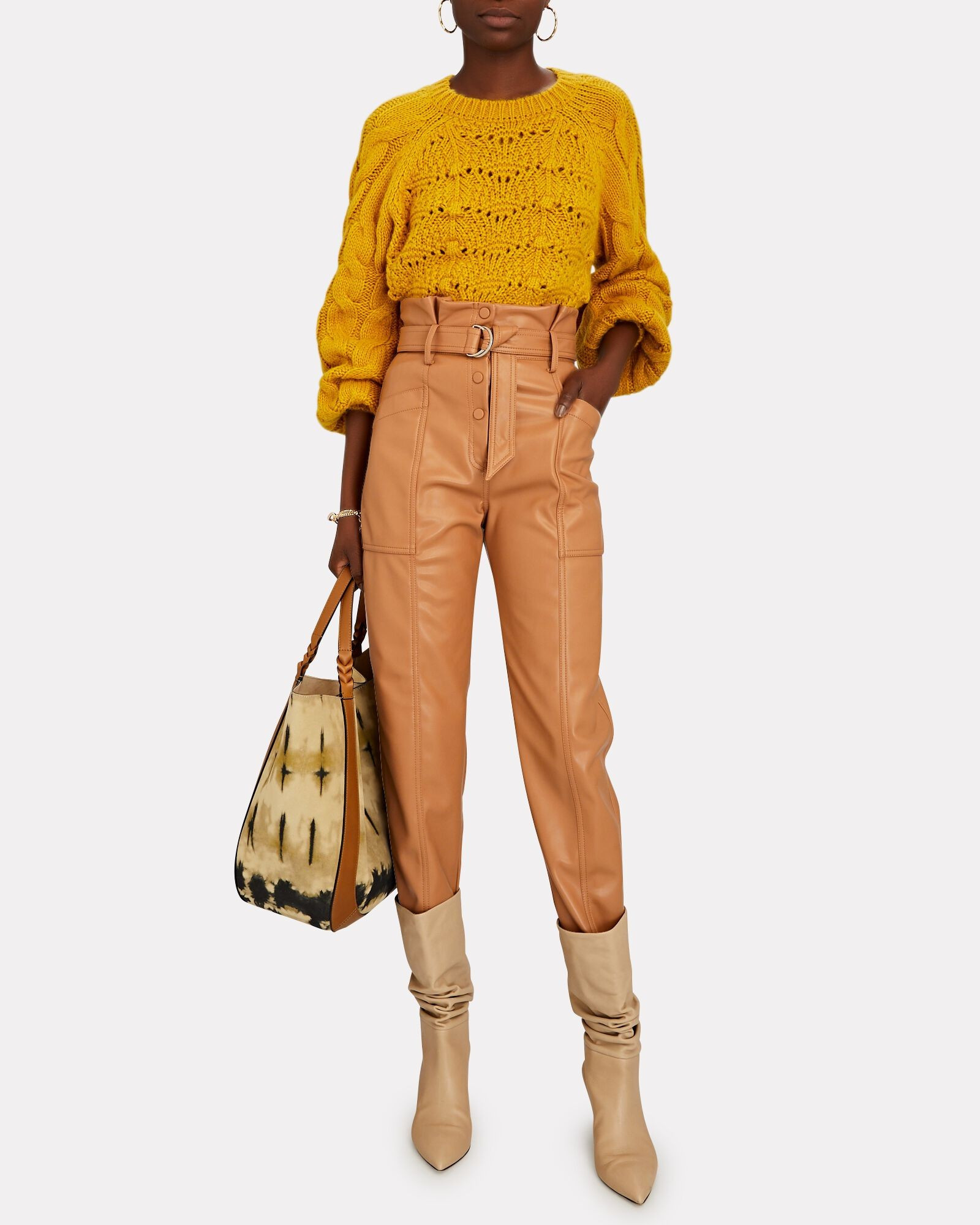 Cropped Bell Sleeve Cable Knit Sweater | INTERMIX