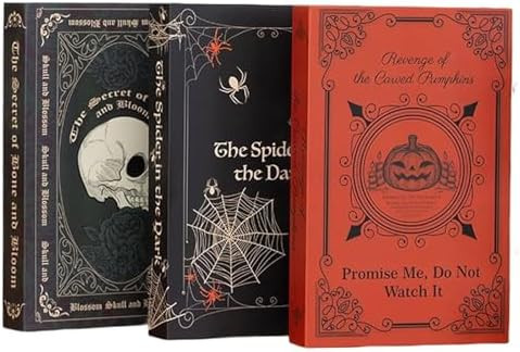 3PCS Faux Books for Decorative, Halloween Skull Pumpkins Pattern Fake Books Boxes Blank Stacked D... | Amazon (US)