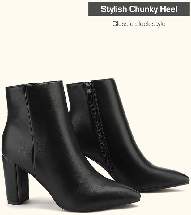 DREAM PAIRS Women's Chunky Heel Ankle Booties Pointed Toe Short Boots | Amazon (US)