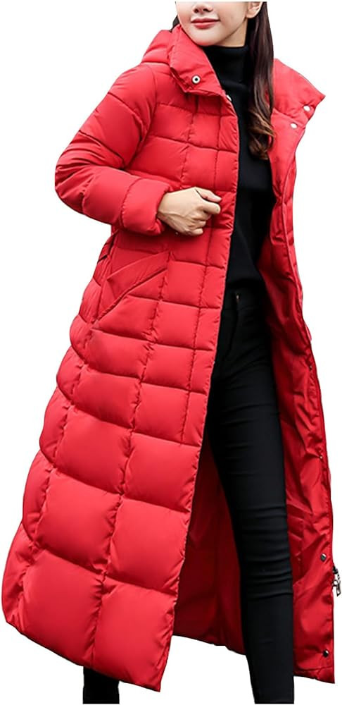 SMIDOW Womens Fashion Hooded Coat 2023 Quilted Long Puffer Jackets Waterproof Warm Winter Maxi Le... | Amazon (US)
