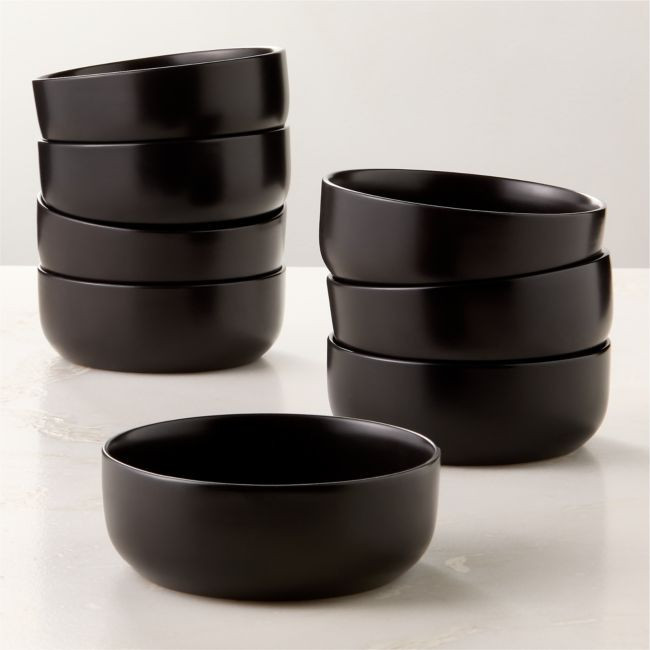 Mori Matte Black Soup Bowls Set of 8 | CB2