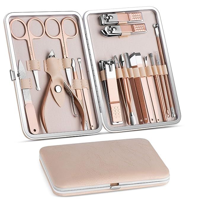 Vabogu Manicure Set, Pedicure Kit, Nail Clippers, Professional Grooming Kit, Nail Tools 18 In 1 w... | Amazon (US)