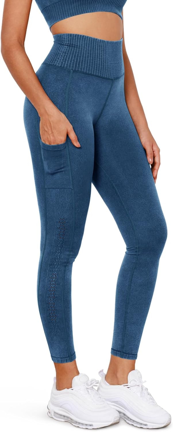 ODODOS Vintage Seamless Leggings/Shorts for Women Ribbed High Waist Workout Gym Running Yoga Shor... | Amazon (US)