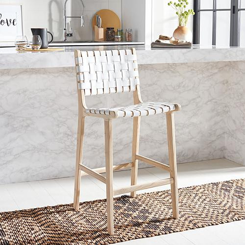 Safavieh Adah Leather Counter Stool - White | HSN