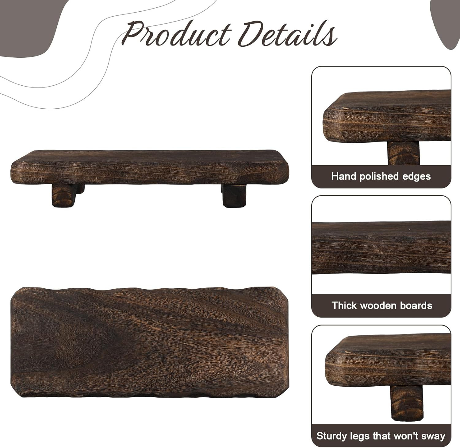 Briwooody 22 x 9 Inch Large Decorative Found Wood Board Farmhouse Wood Riser Pedestal Stand for K... | Amazon (US)