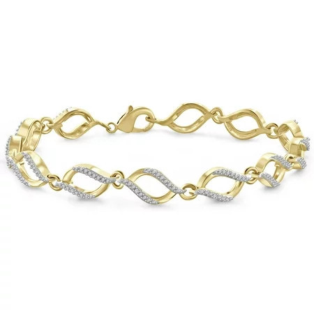 JewelersClub Diamond Bracelet 14k Gold Plated Bracelet – Genuine White Diamond Bracelet 14k Gold Plated Brass Jewelry for Women – Hypoallergenic Diamond Bracelets for Women | Walmart (US)